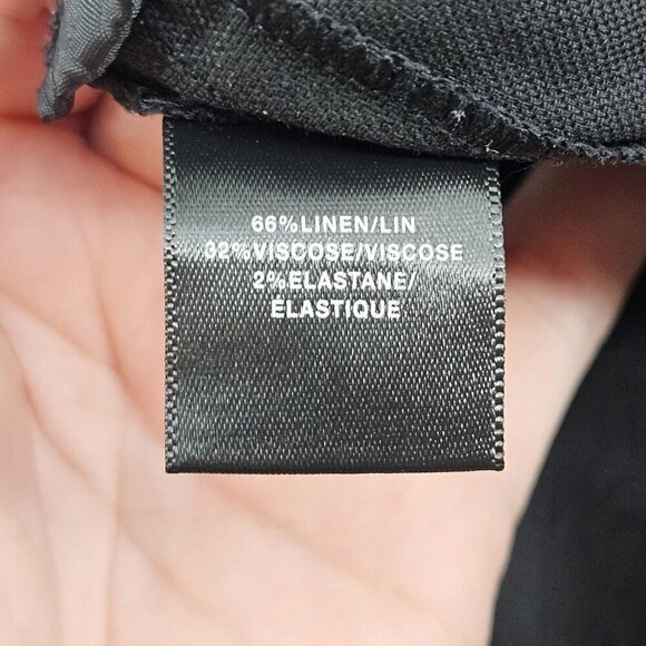 Lafayette 148 Stanton Linen Pants Black Women’s Size 12 Straight Leg Minimalist - Picture 8 of 12